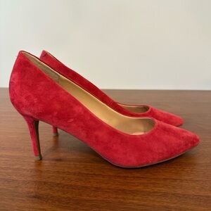 Franco Sarto Red Genuine Suede Pumps sz 10- Like New